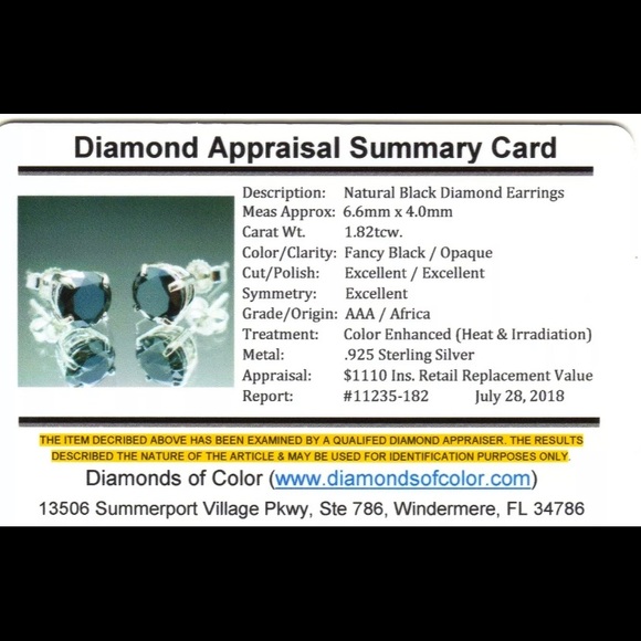$1,110 Appraised 1.82 Carat Black Diamond Studs - Picture 2 of 6